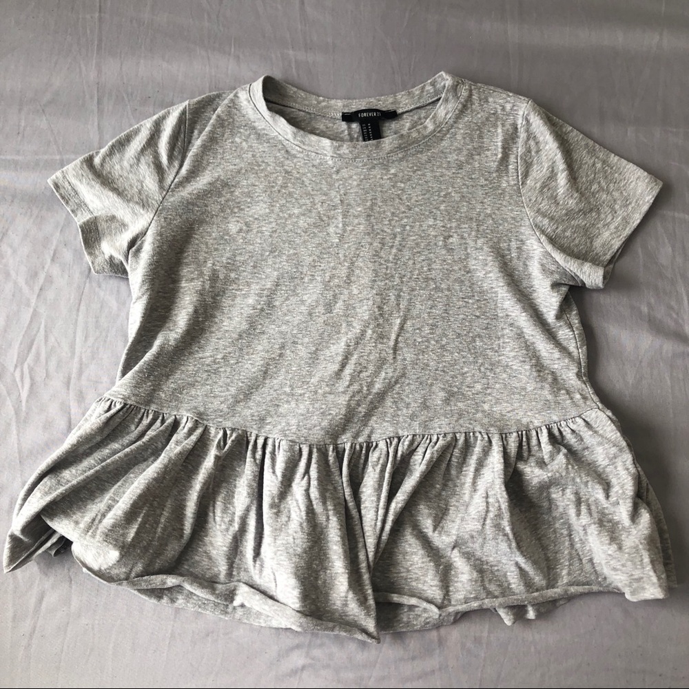 Grey peplum T-shirt top